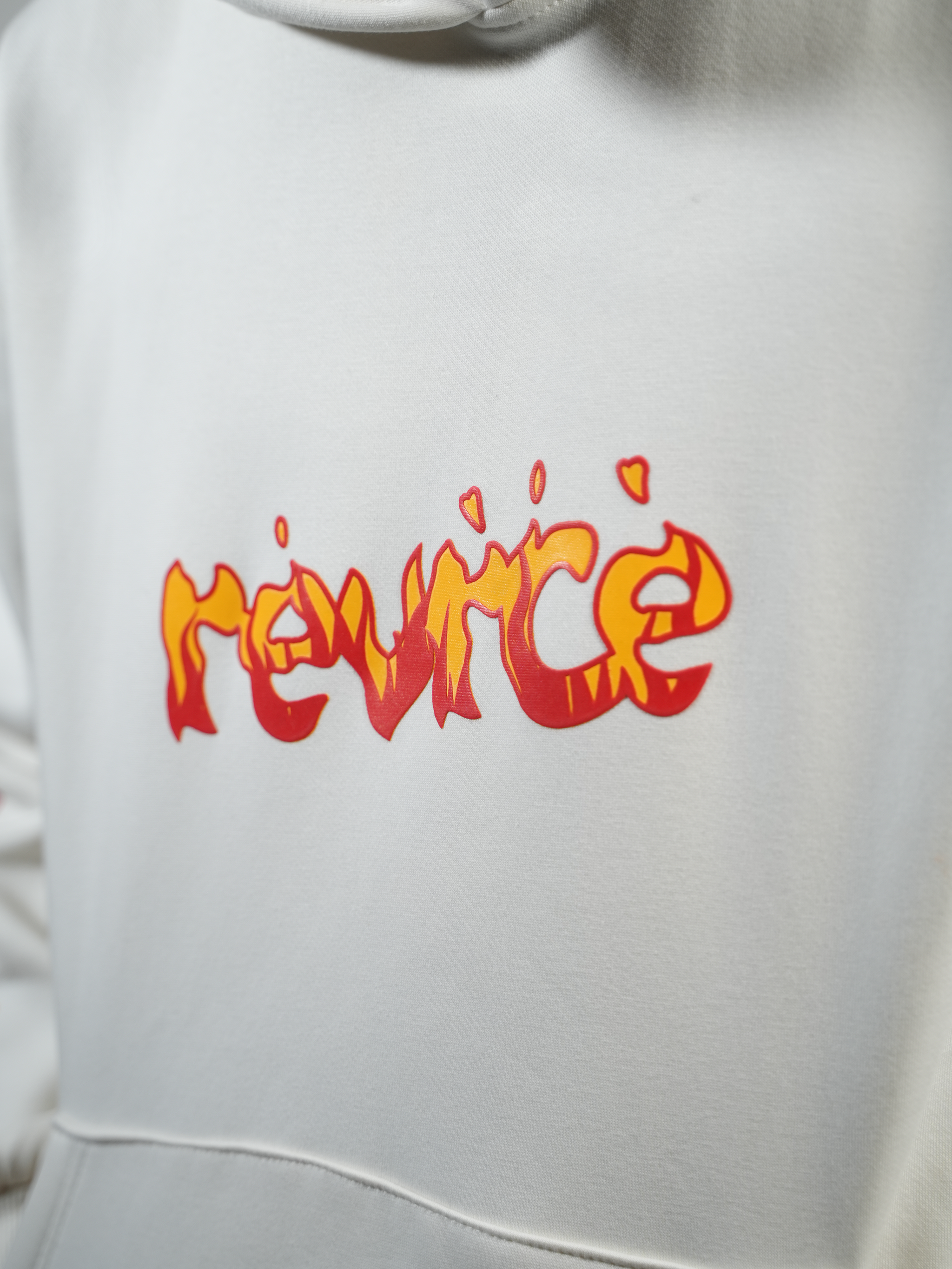 WHITE FLAMING HOODIE - REVRCE