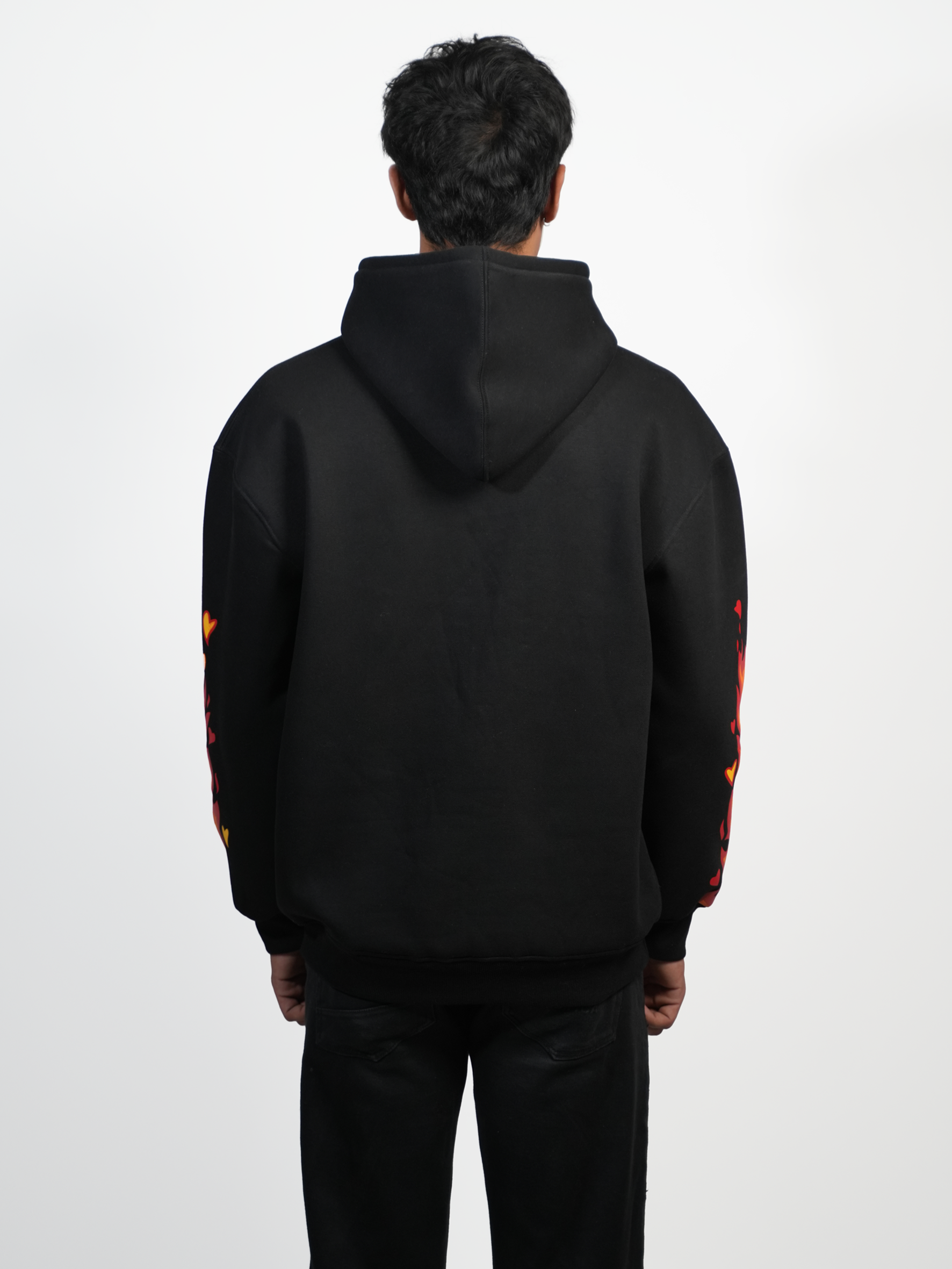 BLACK FLAMING HOODIE - REVRCE