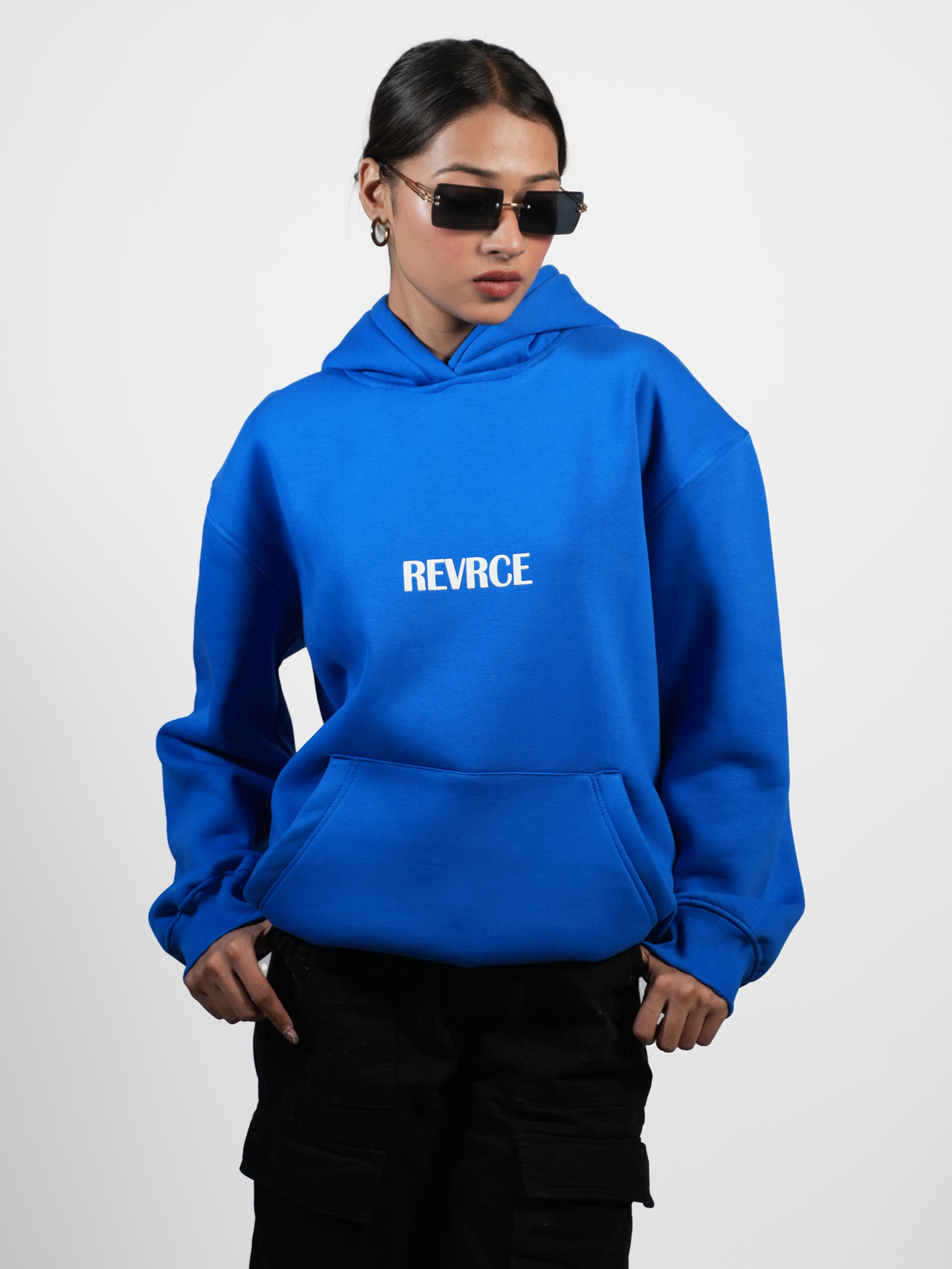 ELECTRIC BLUE BASIC HOODIE - REVRCE