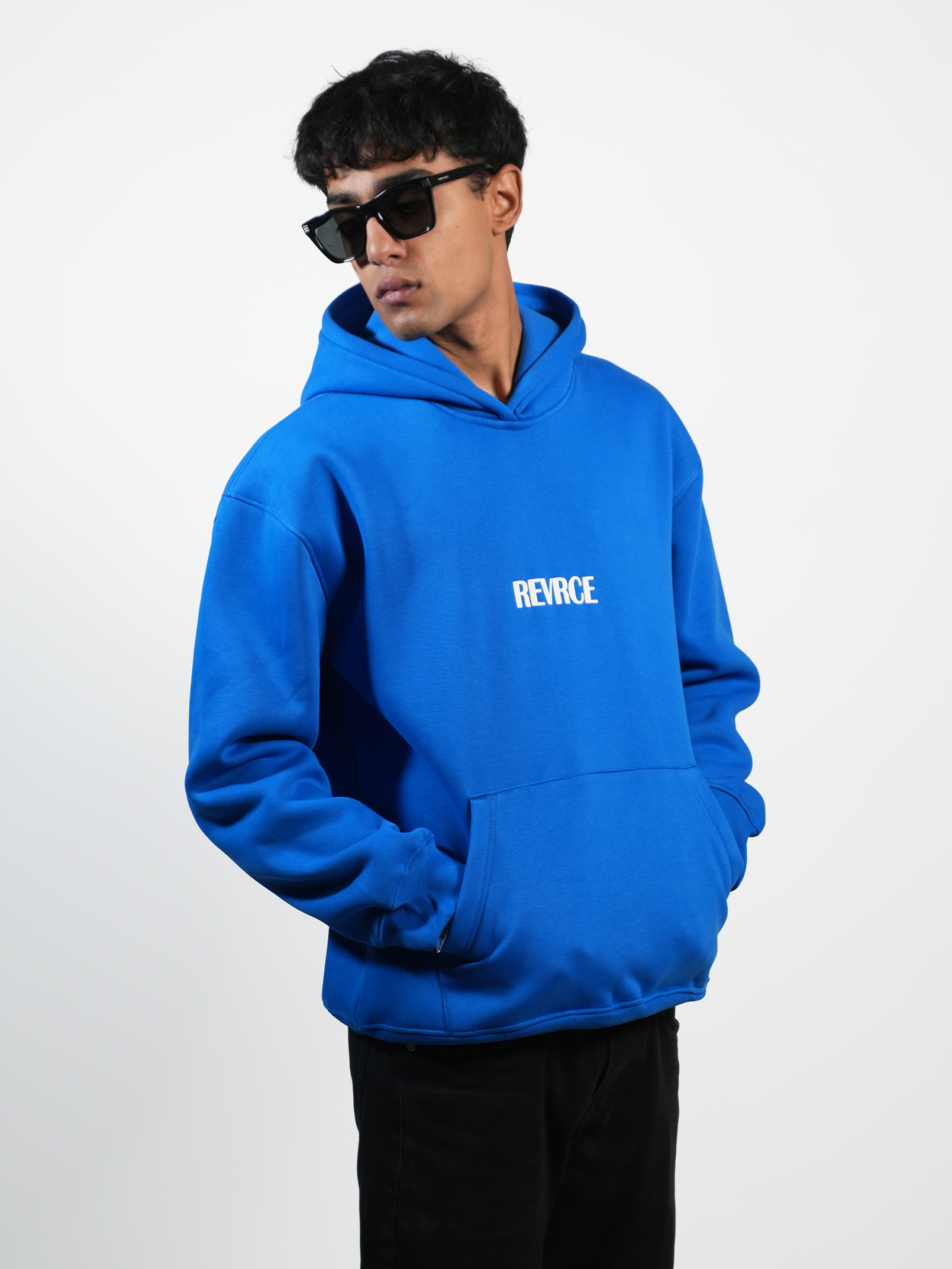 ELECTRIC BLUE BASIC HOODIE - REVRCE