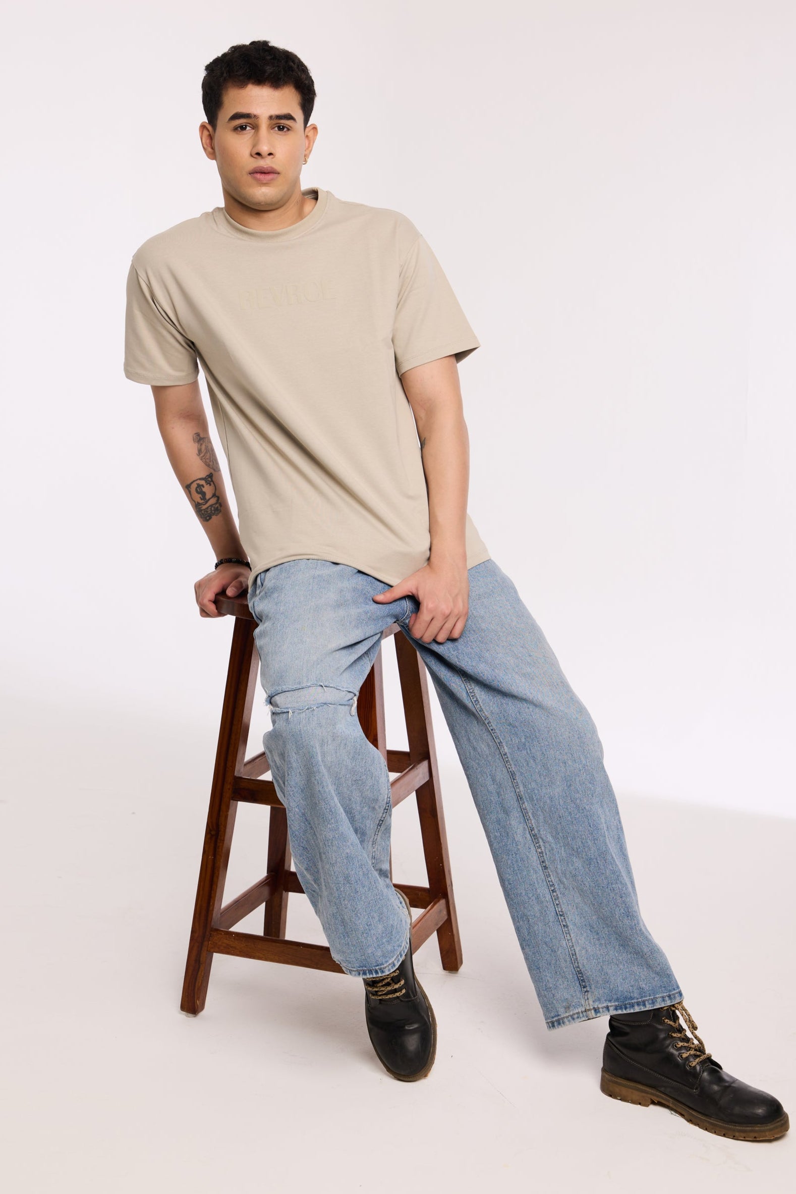 Alternate angle of Concrete Soul T Shirt by Revrce, oversized unisex streetwear t-shirt