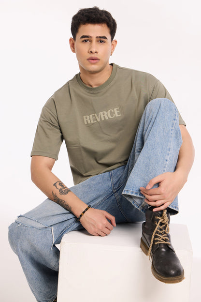 Alternate angle of Cement by Revrce, oversized unisex streetwear t-shirt