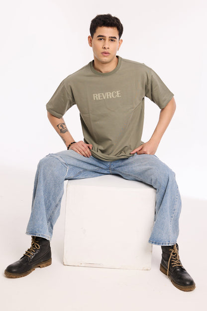 Alternate angle of Cement by Revrce, oversized unisex streetwear t-shirt
