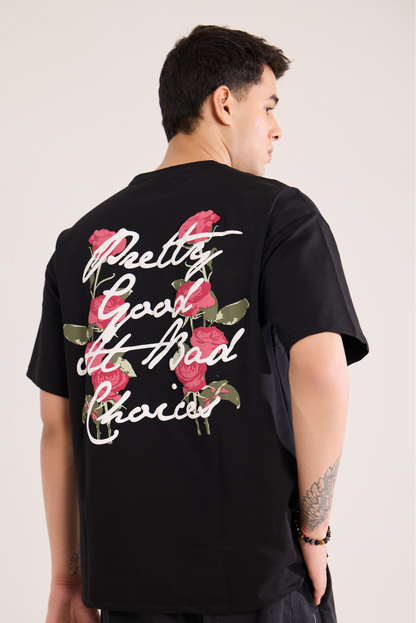 Close-up of Pretty Good T Shirt by Revrce showing puff print or fabric texture