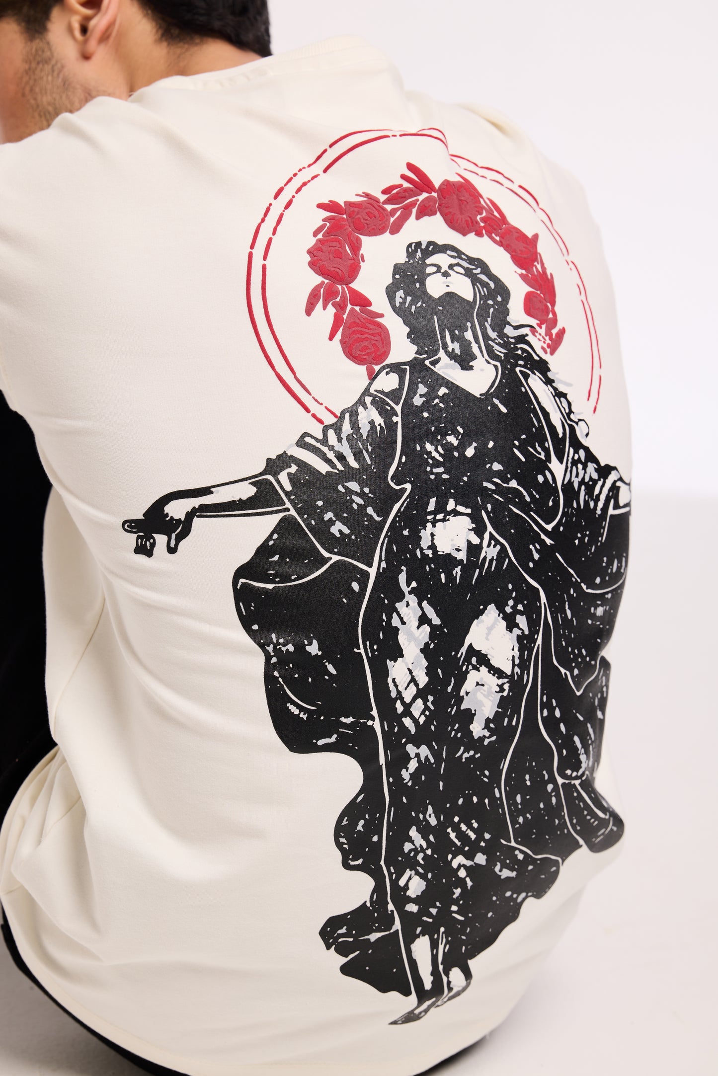 Close-up of Revrce Divine Ascent T Shirt by Revrce showing puff print or fabric texture