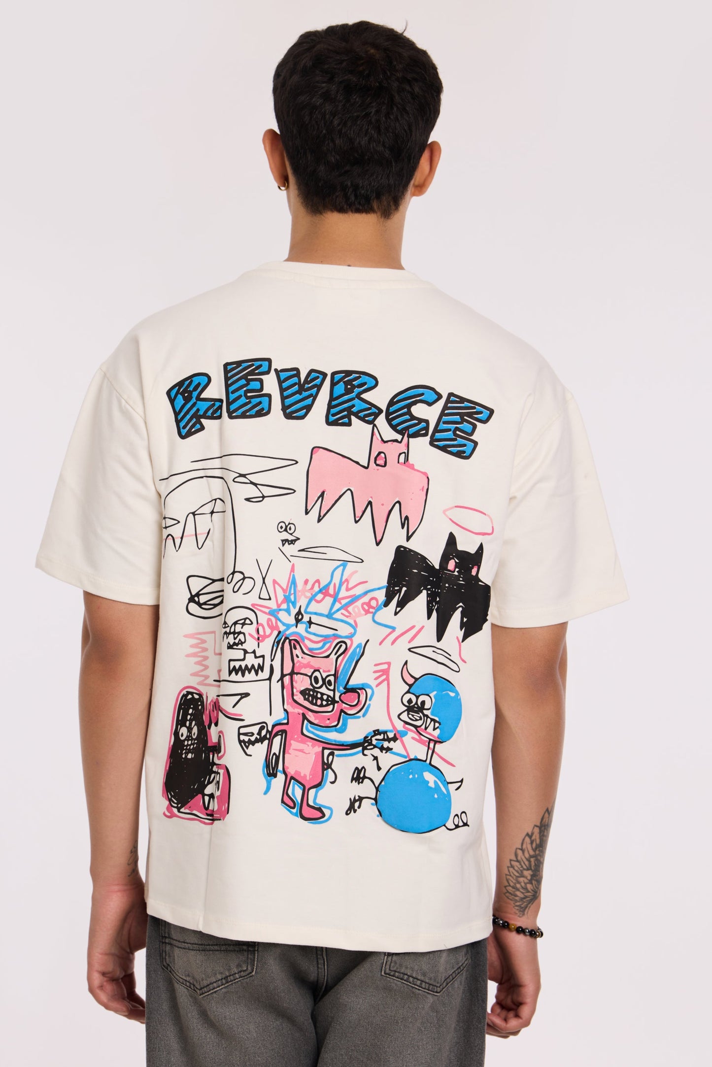 Alternate angle of Abstract Chaos T Shirt by Revrce, oversized unisex streetwear t-shirt