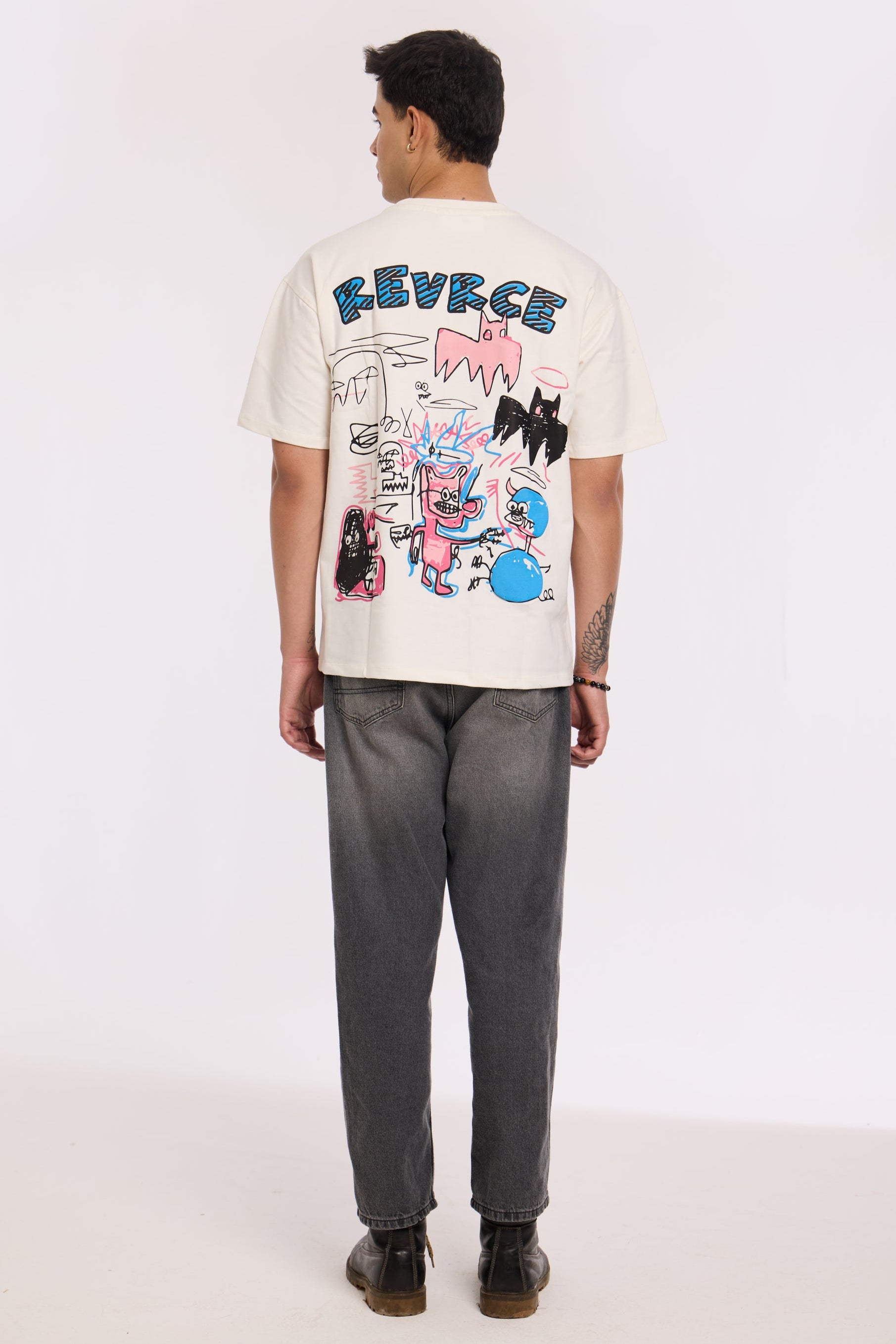 Alternate angle of Abstract Chaos T Shirt by Revrce, oversized unisex streetwear t-shirt